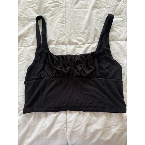 Wilfred Free ARITZIA Black Shrunken Bust Cropped Womens Cami Top Size Large - Picture 3 of 5